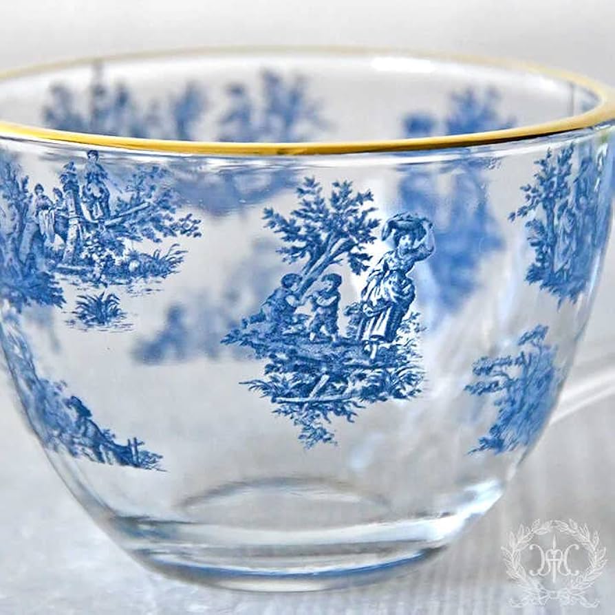 Amazon | トワルドジュイブルーガラスカップ＆ソーサー かわいい